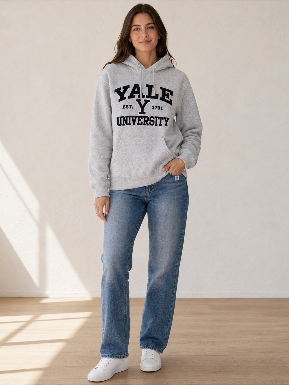 Russell Athletic Yale University Collegiate Hoodie Grey Size Small